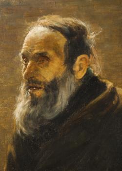 Tavík František Šimon (Czech, 1877-1942), Head of an Old Man, 1895. Oil on cardboard, 35.5 x 25.5 cm.