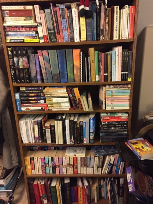 So my very (topically/genre) organised bookcase is giving @lastbluetardis an aneurism. I am now on a