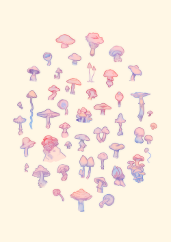 xephia:I coloured some of the mushrooms I did on my sketch instagram (@xephia_sketch)~