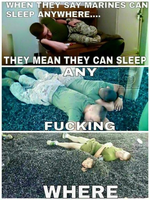 As a Marine infantryman I can confirm this 1,000,000% accurate give grunts a few minutes anywhere and someone will go to sleep to pass the time