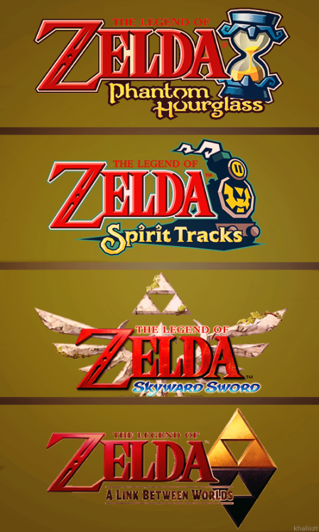 crazymamma:  khaliszt:  The Legend of Zelda logos (1986-2013)   Stoped playing at windwakers :(