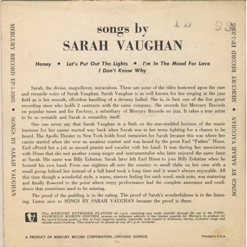 Porn Pics classicwaxxx:  Sarah Vaughan “Songs By