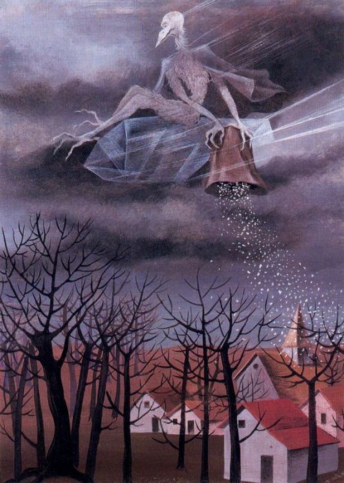 artist-varo:  Cold, 1948, Remedios VaroMedium: gouache,cardboard