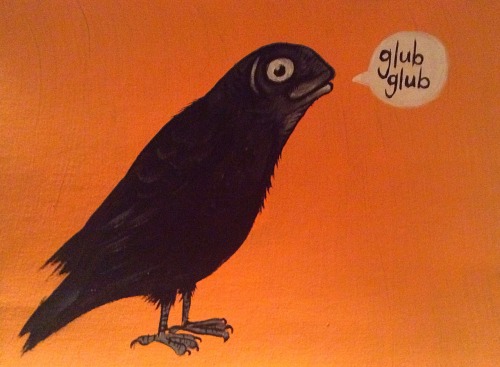 Corvus ossifragus II (Fish crow), acrylic painting on cardboard