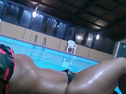 tylerstrouble:  Layin’ around the hotel’s indoor pool…