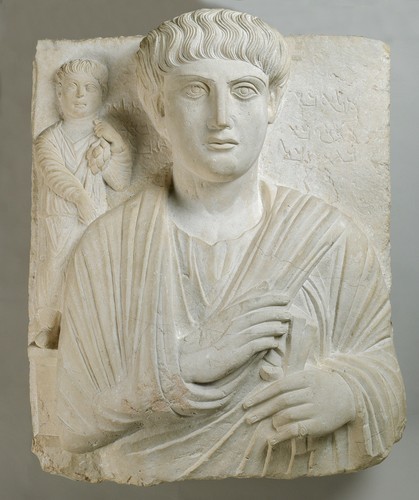 harvard-art-museums-sculpture:Funerary Relief of a Man and Child, c. 150 CE, HAM: SculptureHarvard A