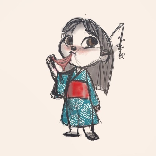 Saw a little girl at the obon festival. Her gum chewing was pure excellence. #scribble #doodle #draw