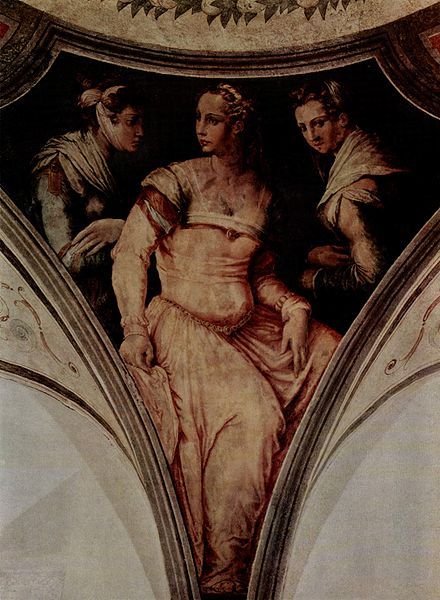 Portrait of Nicolosa Bacci and the a noblewoman from Arezzo by Giorgio Vasari,1535-40