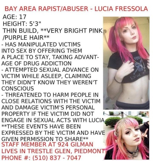 braatphomet:SPREAD THIS SHIT LIKE FUCKING WILDFIRE!!!! Lucia Fressola is a sexual and emotional abus