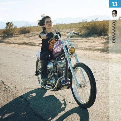 #TwoWheelTuesday repost from @fevvvvaa featuring lady rider @sanyuri on her pink chopper named &ldqu