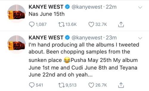 atribecalledhiphop - Pusha T album out May 25thKanye West album...