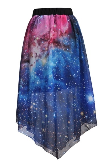bluetyphooninternet: Pleated Chiffon Galaxy Cosmic Digital Printed Skirts.(under