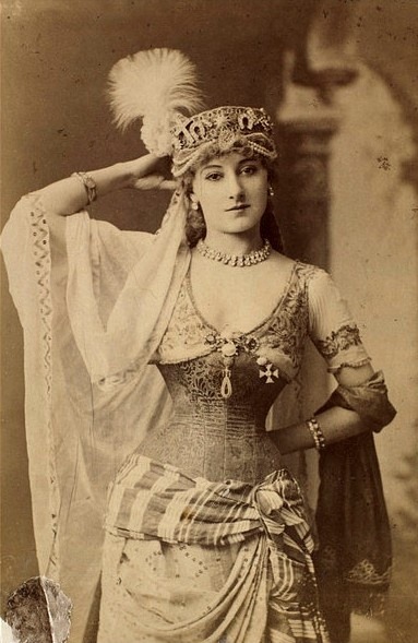 ornamentedbeing:Kate Vaughan (c.1852-1903) as Lalla Rookh at the Novelty Theatre, photo William Down