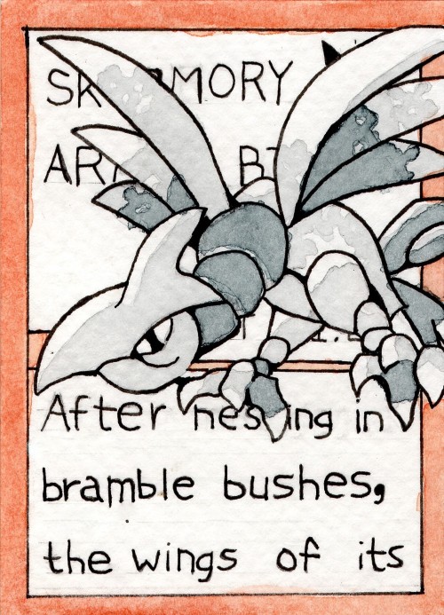 Skarmory PokedexWatercolor, ink