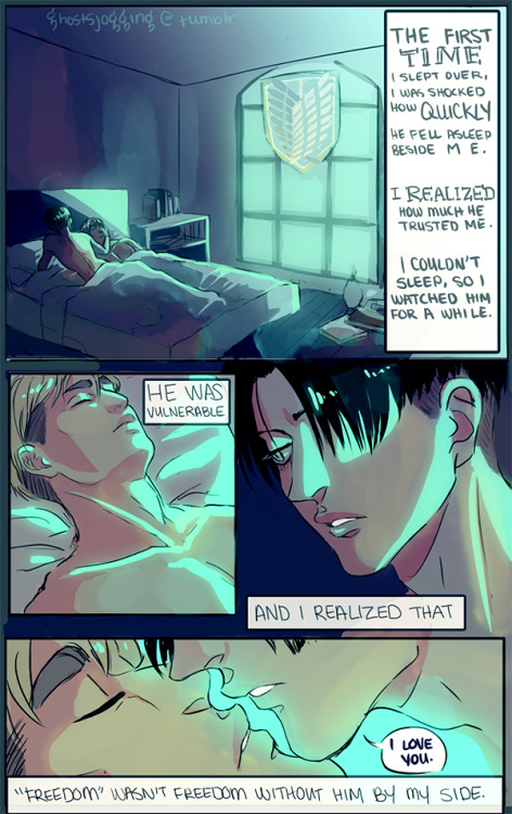 ghostsjogging:  between traveling and visiting family for the holidays, I hardly had time to prepare for eruri week. OTL So here is this slapdash thing I just did for Day 1: Memories/Past. Levi remembers the moment he fell in love with Erwin. ucu 