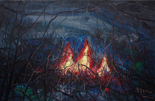 Zeng Fanzhi 曾梵志 (Chinese, b. 1964, Wuhan, Hubei, China, based Beijing) - Fire, 2007 Paintings: Oil o