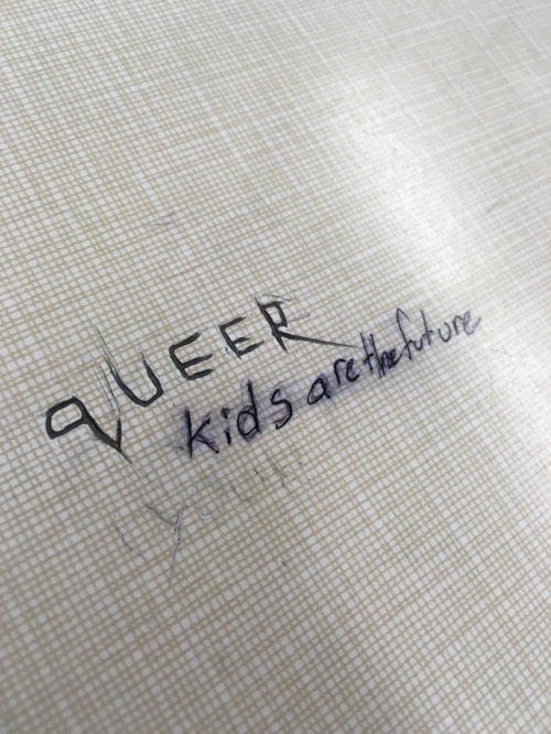 queergraffiti: Clarified some graffiti carved on my desk!! -“queer kids are the future”