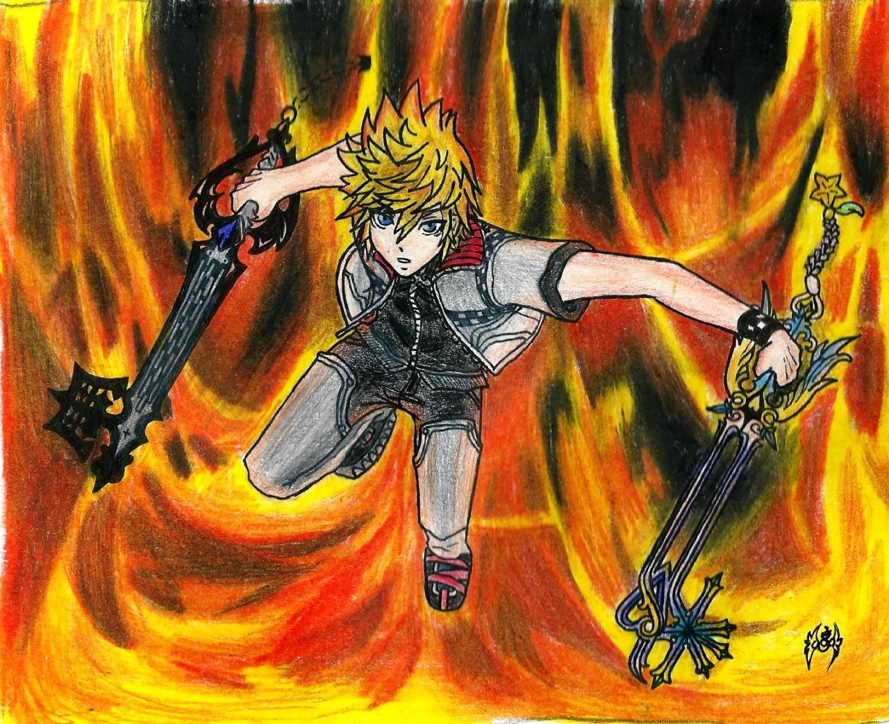 kh13:  Amazing Roxas drawing by KH13.com user Kiyomi Hartz.