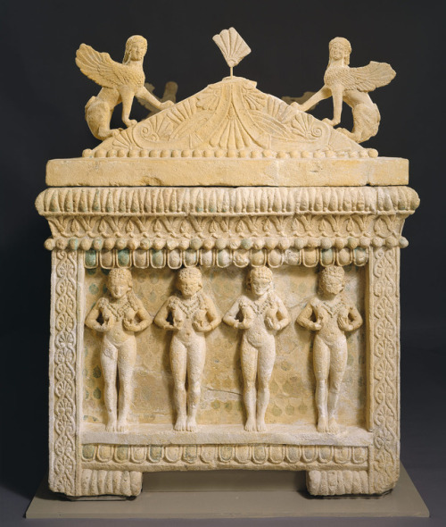 theancientwayoflife:~ Limestone sarcophagus: the Amathus sarcophagus.Period: ArchaicDate: 2nd quarte