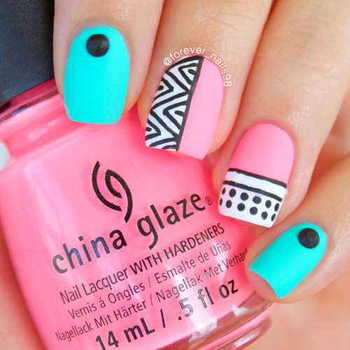 Bright Summer Tribal Nails