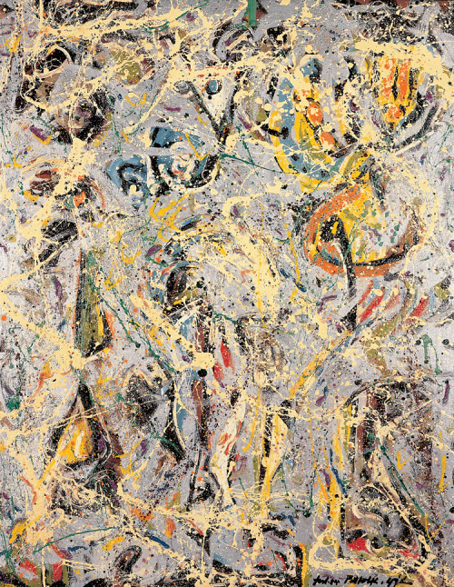 artist-pollock:Galaxy, 1947, Jackson PollockMedium: mixedtechnique,canvas,aluminium