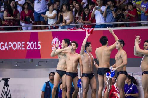 “Our  Singapore Men’s Water Polo team won the last Gold for Singapore at the  SEA Games 2015! Final Score: Singapore 15 Indonesia 10. Yip Yang scored 4  goals, Eugene Teo, Loh Zhi Zhi and Chiam Kun Yang, Marcus Goh scored 2  goals each while Lin