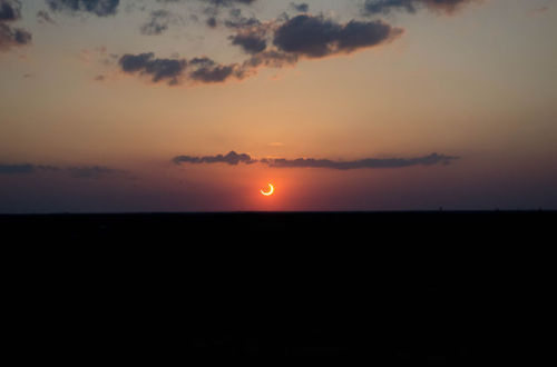 silenceofthevoid:  thisismyplacetobe:  A ‘Ring of Fire’ solar eclipse is a rare phenomenon that occurs when the moon’s orbit is at its apogee: the part of its orbit farthest away from the Earth. Because the moon is so far away, it seems smaller