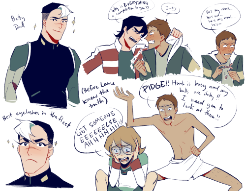 lingualpugilist:i love voltron…. here are some doodles of shiro’s eyelashes and lance’s dumb antics
