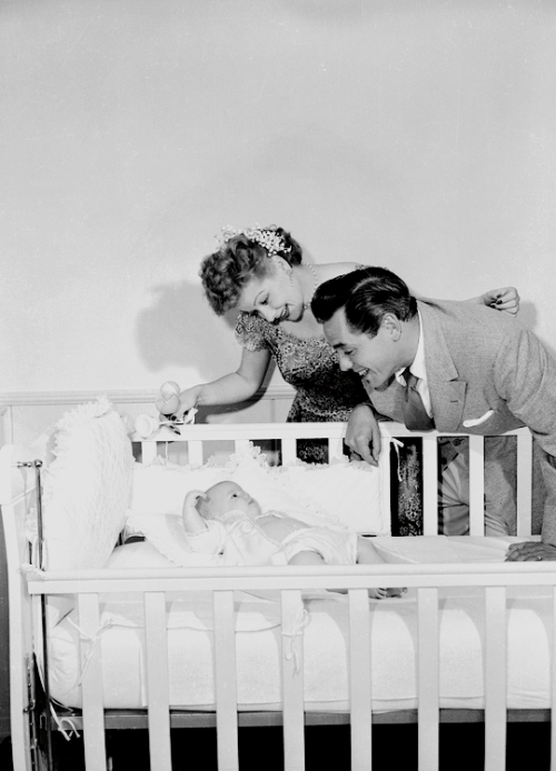 Lucille Ball and Desi Arnaz with Lucy Desiree Arnaz at home in San Fernando Valley, CA., November 26