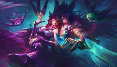 notoriouslydevious:Star Guardian Neeko, Star Guardian Xayah, Star Guardian Rakan & Star Guardian Zoe - Splash Arts