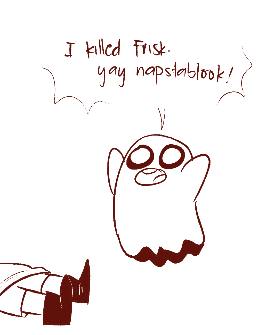 mudkipful:  doodled some Napstasmol (younger version of napstablook by my friend)