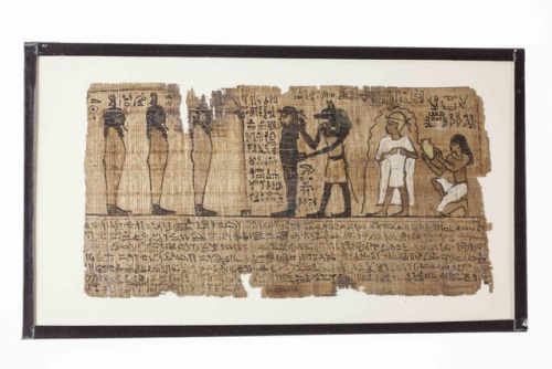 historyfilia:Egyptian manuscript from a funerary scroll 1 of 35 glass mounted sections of a funerary