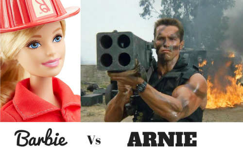 gossiplolly - Who wins this epic battle? - )) Barbie or Arnie?