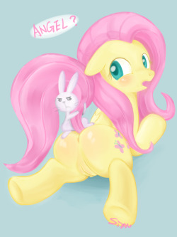 aosion:  try Fluttershy  X3! Angel&rsquo;s a naughty bunny~