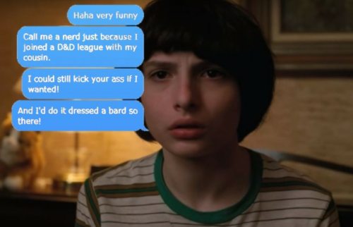 michael-hearteyes-wheeler:Stranger Things characters as texts from/to my friends.