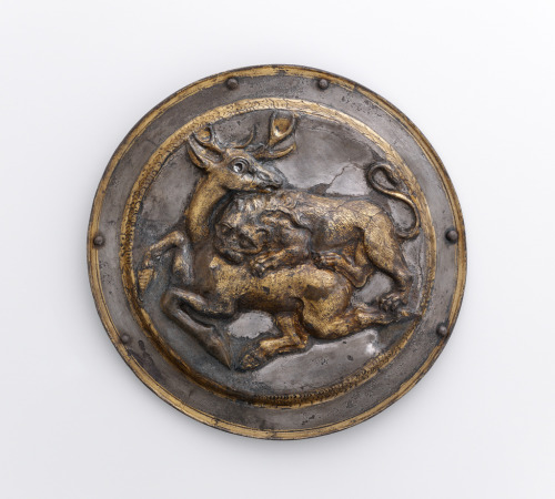 theancientwayoflife:~Phalera with Relief of Lion Attacking a Stag.Artist/Maker: UnknownCulture: Near