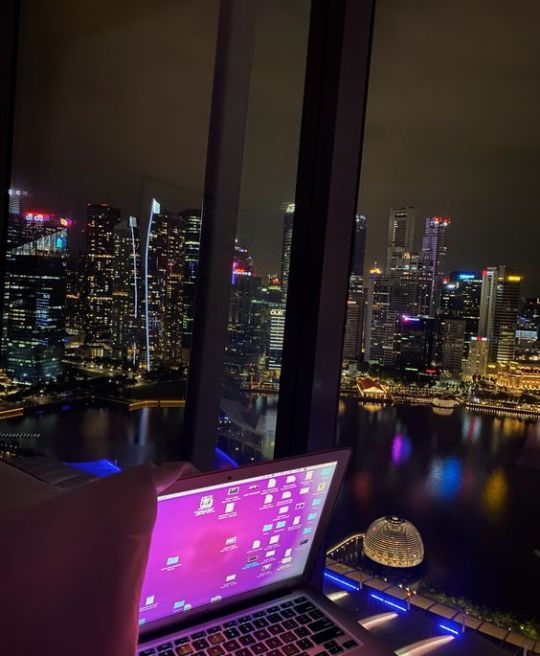 #city#urban#travel#night#glow#laptop#computer#pink#purple#ocean#sea#lake#river#water