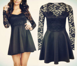 tbdresslove:black falbala lace dress==>