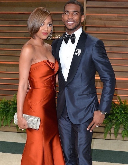 blackgirlsinlove:  NBA player Chris Paul and his wife Jada Crawley. The two met in high school and became college sweethearts while attending Wake Forest University together. They now have two gorgeous children, Chris Jr. and Camryn.