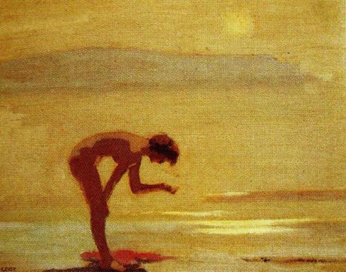 Bather by the Seaside   -   Frederick William LeistBritish-Australian ,1878-1945Oil on canvas on boa