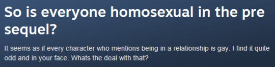 elfington: vintar:   trelyate:   I keep stumbling upon straight people being all confused about why Borderlands has more than one gay character and it’s probably my favorite shit right now   it’s beautiful   Oh my god, thanks for adding these.   Reblog