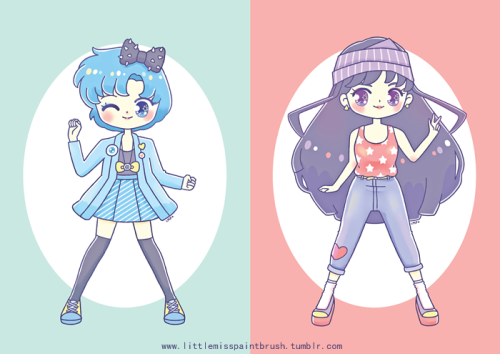 littlemisspaintbrush:Last April, I drew the Sailor Soldiers wearing Kawaii / Harajuku-themed outfits! 。(⌒∇⌒。) Actually, their coordinates were based from me and my friends’ own outfits~ :3 Sailor Moon and Sailor Pluto were based from Reese’s