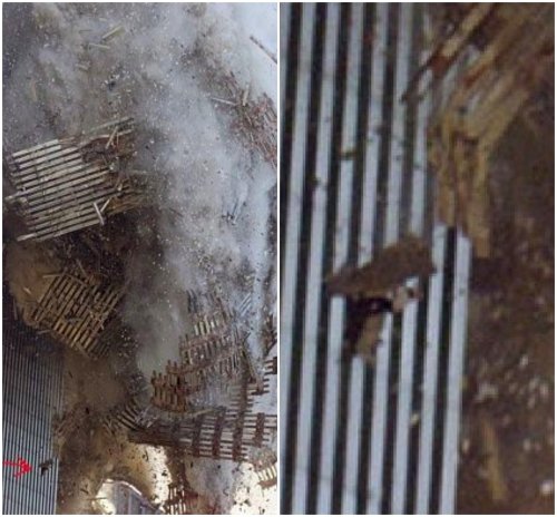 sociopathic-compulsions:A 9/11 victim clinging onto a piece of the World Trade Center as one of the 