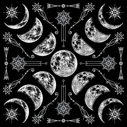 nikolking: Just finished this new moon phase design. It will be printed on bandanas, Lace trimmed altar cloths, pillows and totes. You can get it on other items at nikolking.threadless.com  