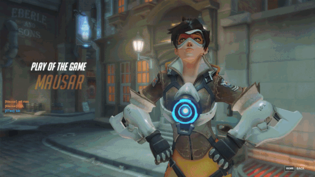 Tracer suicides and kills the other team, earning Play of the Game