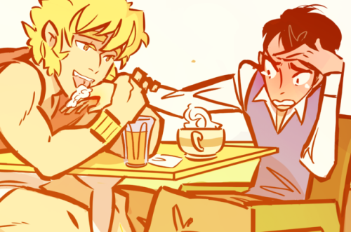 Simon and Beau relaxing in a local cafe. My original sotry about a zoophile whose dog turns into a h