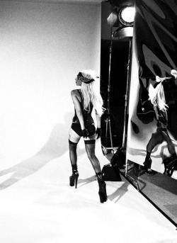gagasgallery:  Gaga behind the scenes of her VMA promo shoot. (2011, new outtake)