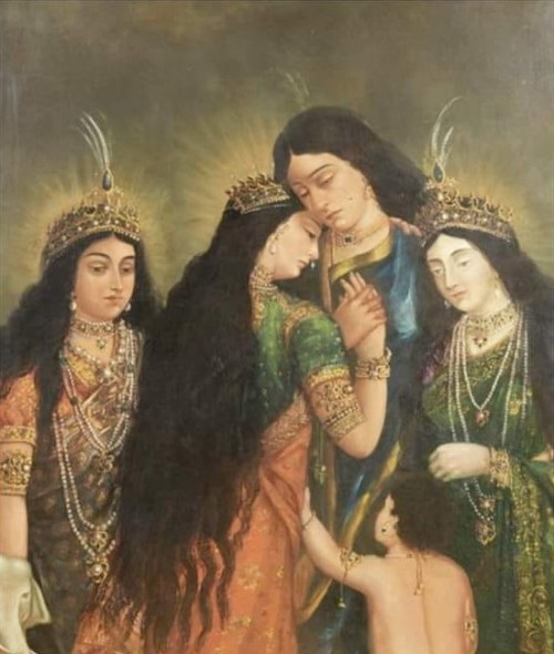 Durga saying goodbye to his mother Menaa after the Navaratri, Bengali school