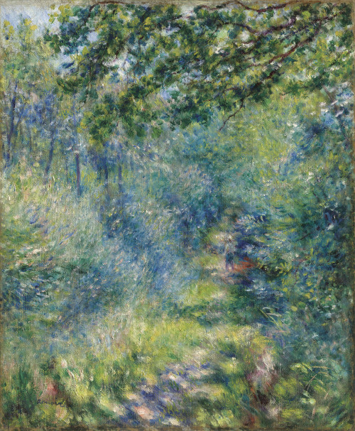 art-from-me-to-you:Pierre-Auguste Renoir, Path in the Wood, c.1874-77. Oil on canvas