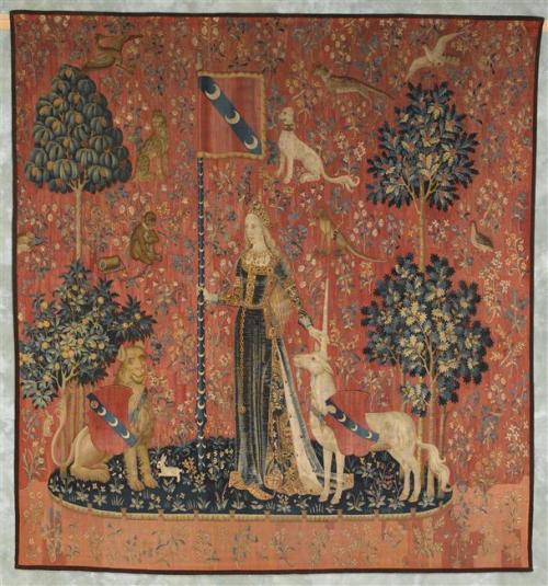 “Lady and unicorn” French tapestry, 1485-1500
